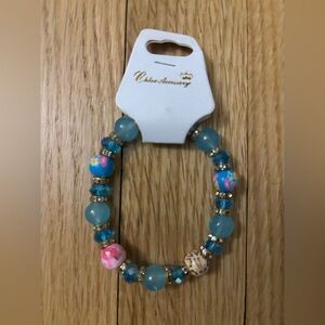 Blue and Pink Beaded Bracelet